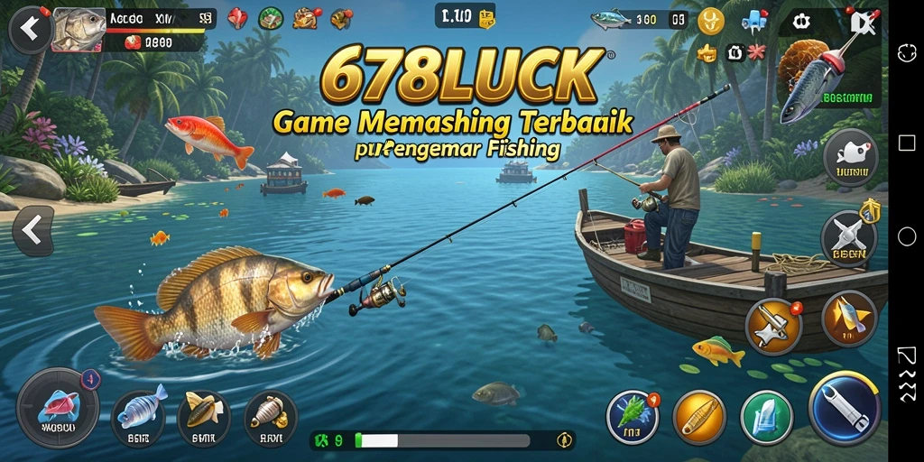 Screenshot utama 678LUCK menampilkan aksi memancing yang seru.