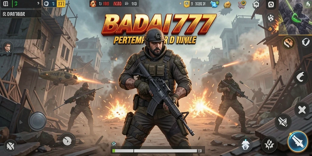 Gameplay seru BADAI777 dalam aksi Battle Royale.