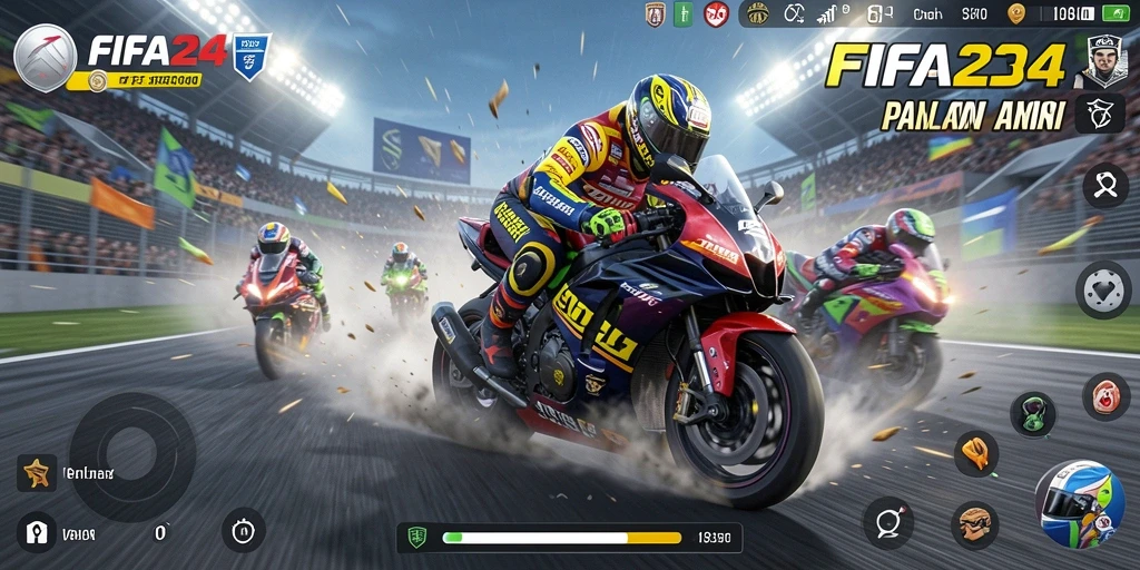 Screenshot FIFA234 menampilkan balapan motor yang intens dan penuh aksi.