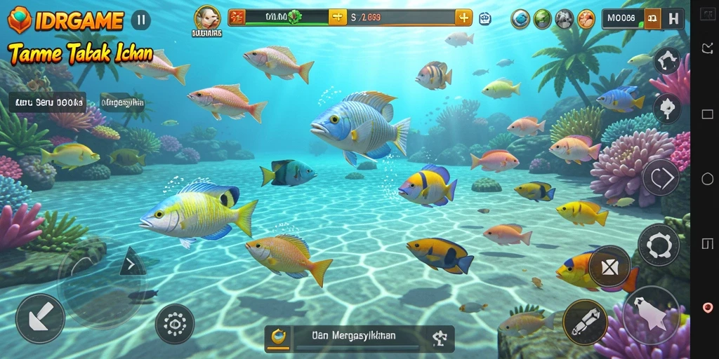 Tampilan gameplay seru dalam IDRGAME saat menangkap ikan.