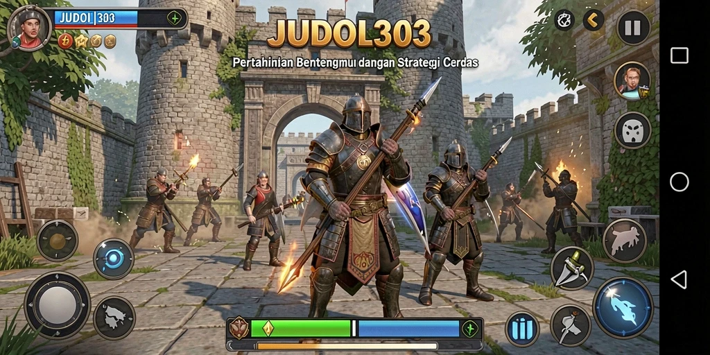 Screenshot gameplay JUDOL303 menampilkan aksi menegangkan dalam pertahanan Tower Defense.