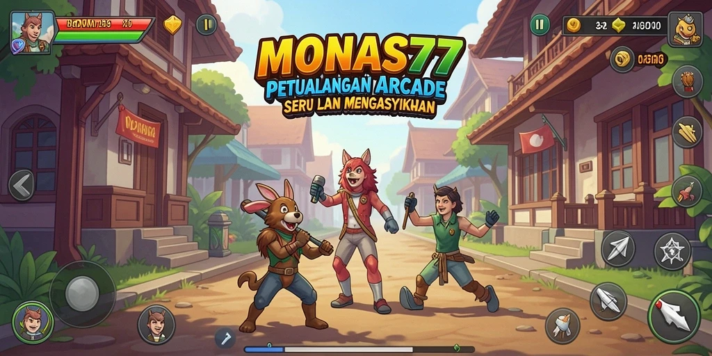Screenshot utama MONAS77 menampilkan aksi gameplay Arcade yang seru dan menarik.