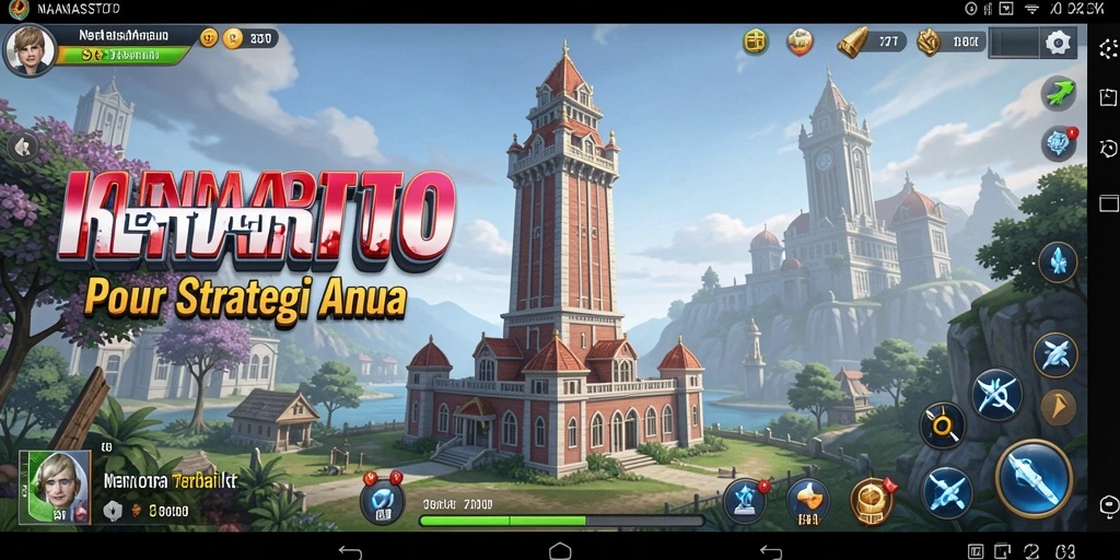 Screenshot NANASTOTO menampilkan aksi seru dalam pertahanan menara.