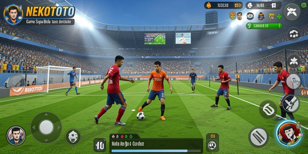 Gambaran permainan <strong>NEKOTOTO</strong> dengan aksi sepak bola seru.