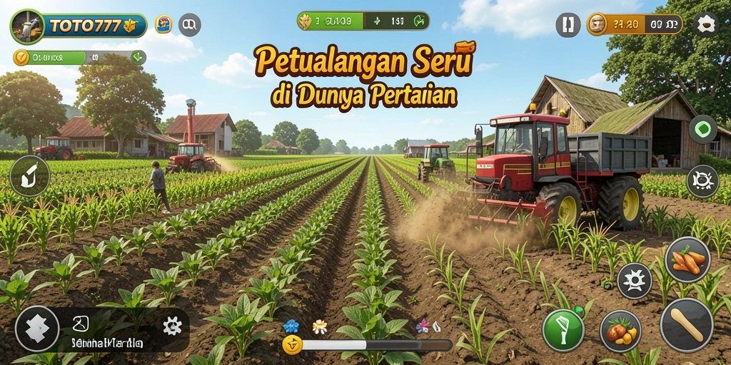 Screenshot utama TOTO777 menampilkan gameplay seru dalam berkebun.