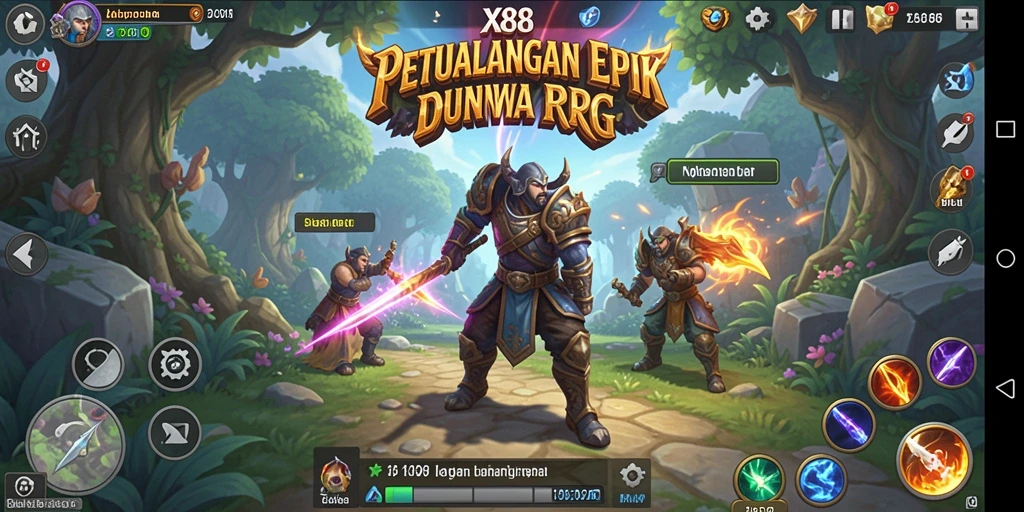 Tampilan gameplay X88 dengan aksi RPG yang seru dan mendebarkan.
